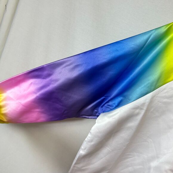 Disney World NWT White Rainbow Tie Dye Satin Bomber Windbreaker Jacket Size XL - Picture 4 of 14